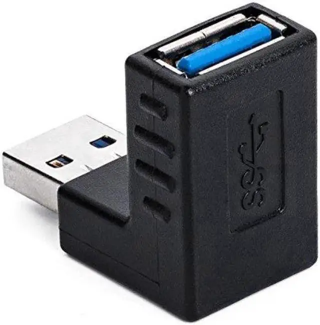 Alt view image 3 of 4 - WRIARICH 3 Pack 90 Degree Right Angle USB 3.0 Male to Female Coupler, Right Angled USB Adapter Connector