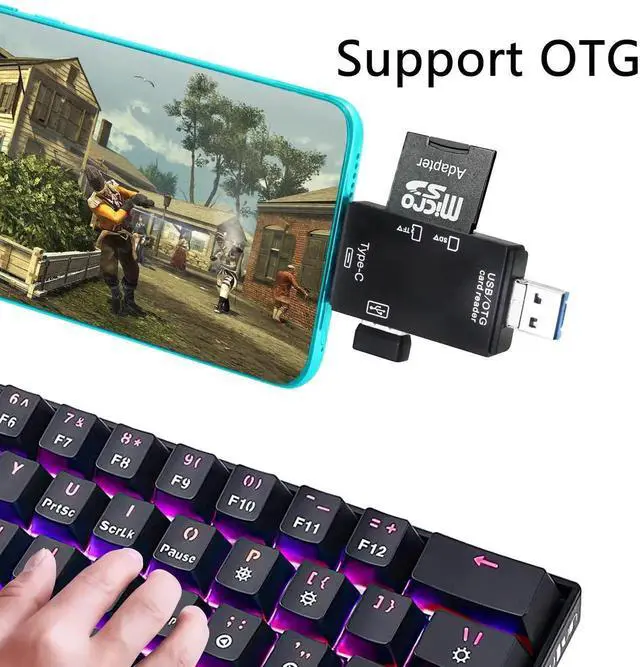 Alt view image 3 of 7 - WRIARICH Vszerda 3 in 1 USB 3.0 Card Reader, OTG Multifunction Memory Card Connector, Compatible with CF/SD/SDHC/SDXC/MMC/Micro SD