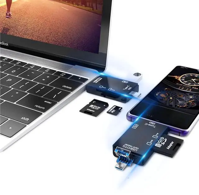 Alt view image 4 of 7 - WRIARICH Vszerda 3 in 1 USB 3.0 Card Reader, OTG Multifunction Memory Card Connector, Compatible with CF/SD/SDHC/SDXC/MMC/Micro SD