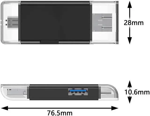 Alt view image 7 of 7 - WRIARICH Vszerda 3 in 1 USB 3.0 Card Reader, OTG Multifunction Memory Card Connector, Compatible with CF/SD/SDHC/SDXC/MMC/Micro SD