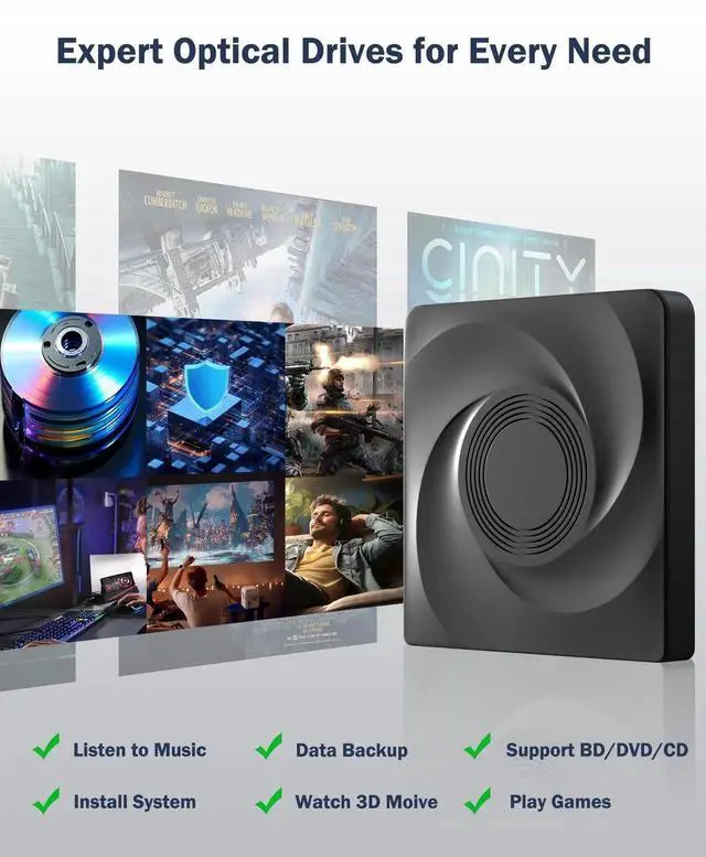 Alt view image 6 of 7 - WRIARICH Portable External Blu Ray Burner USB3.0 Type-C Slim BD DVD CD RW Optical Drive for Windows Mac OS Linux Laptop Desktop PC