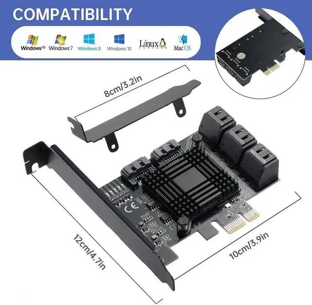 Alt view image 3 of 5 - WRIARICH 8 Port PCIe x1 SATA 3.0 Expansion Card with ASM1064+JMB575 Chips, PCI Express SATA III Controller Adapter, Includes 8 SATA Data Cables & Low Profile Bracket for Desktop HDD SSD NAS