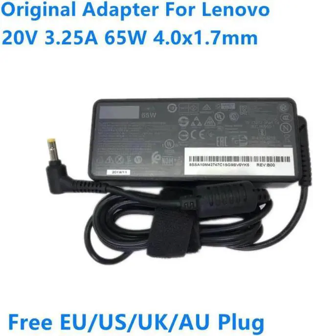 Alt view image 3 of 3 - WRIARICH 20V 3.25A 65W AC Adapter for Lenovo ADLX65NCC3A ADLX65NDC3A ADLX65NLC3A, 4.0x1.7mm Yellow Tip Laptop Power Supply Charger