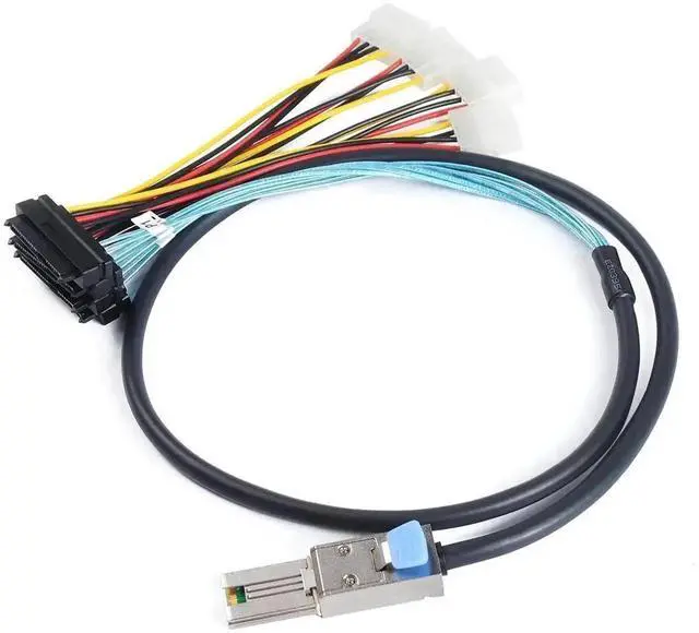 Alt view image 3 of 6 - WRIARICH 2 Pack SFF-8088 26Pin to 4×SFF-8482 29Pin Mini SAS Breakout Cable 1M(3.3FT), External Mini SAS Cable with Integrated Power for SAS SATA HDD SSD RAID Storage Servers