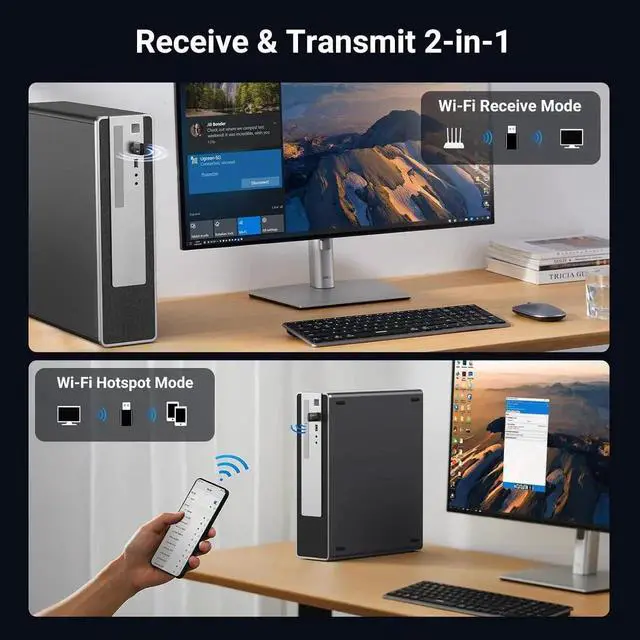 Alt view image 2 of 7 - WRIARICH UGREEN AX900 USB WiFi 6 Adapter for Desktop PC, Dual Band 2.4G+5G Wireless Dongle Built-in Driver Compatible with Windows 10/11