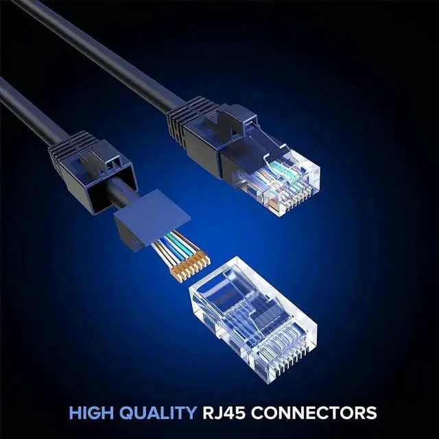 Alt view image 3 of 6 - WRIARICH 200ft CAT6 Ethernet Cable, High Speed 10Gbps Outdoor Waterproof Black LAN Network Cable for Indoor & Outdoor Wiring