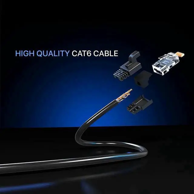 Alt view image 2 of 6 - WRIARICH 200ft CAT6 Ethernet Cable, High Speed 10Gbps Outdoor Waterproof Black LAN Network Cable for Indoor & Outdoor Wiring