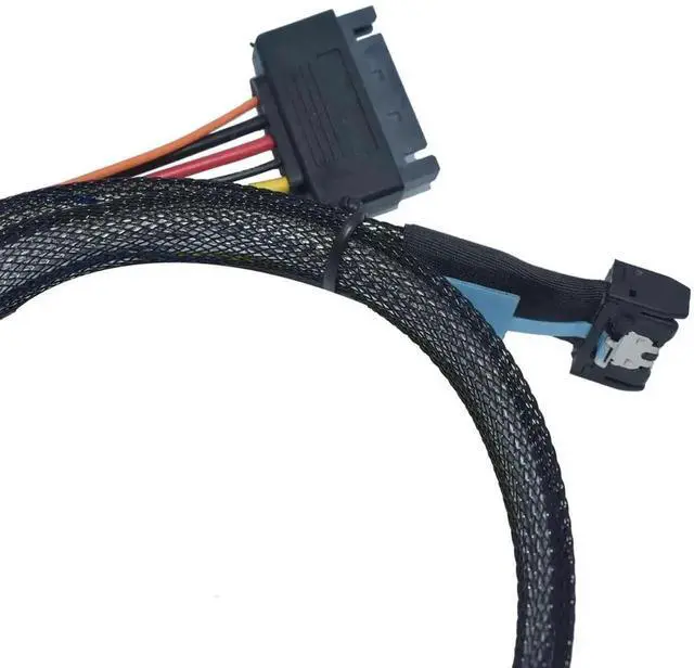 Alt view image 4 of 5 - WRIARICH PCIe 5.0 MCIO x4 to U.2 SFF-8639 NVMe SSD Converter Cable with 15Pin SATA Power, 3.3ft/100cm Storage Cord for Server Workstation NAS RAID Array