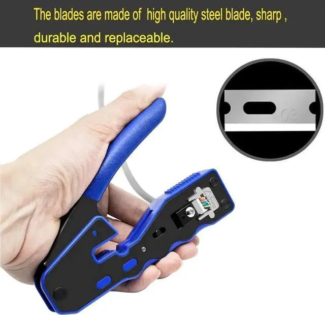 Alt view image 6 of 6 - WRIARICH Pass Through RJ45 Crimping Tool All-in-One, Ethernet Crimper Cutter Stripper for Cat5 Cat5e Cat6 Cat6a 8P8C Connectors