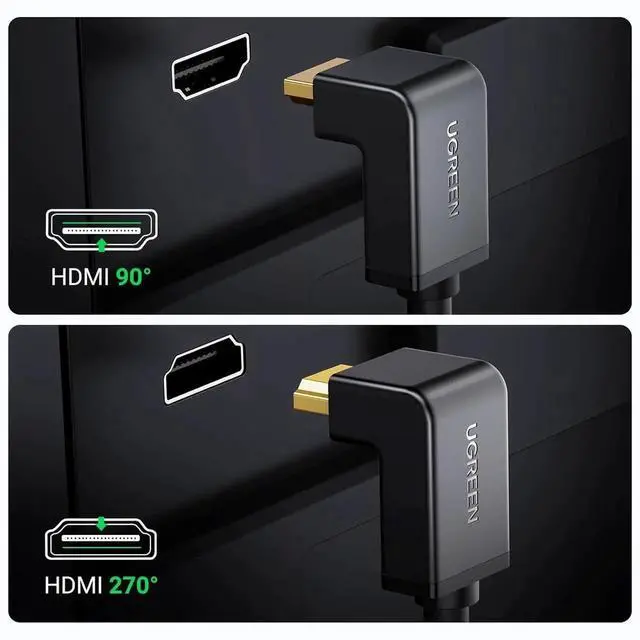 Alt view image 7 of 7 - WRIARICH 10FT UGREEN 90 Degree Right Angle HDMI 2.0 Cable, Down Angle 4K@60Hz HDMI Cord Support ARC 3D 1080P for PS5 Xbox Switch Laptop Monitor TV