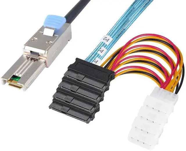 Main image of WRIARICH 2 Pack Mini SAS SFF-8088 26Pin to 4 x SFF-8482 29Pin Breakout Cable 1M(3.3FT), External Mini SAS with Integrated Power Wire for SAS SATA HDD SSD RAID Storage