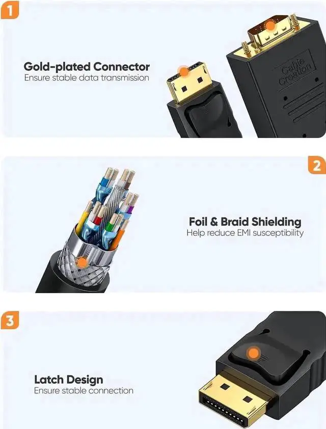 Alt view image 5 of 5 - WRIARICH 6FT DP to VGA Cable Bundle + 5-in-1 USB C Multiport Hub, Hub with 4K@60Hz HDMI, 100W PD Charging & 3 USB 3.0 Ports Compatible MacBook Pro/Air, iPad Pro/Air 2020 All USB-C Laptops