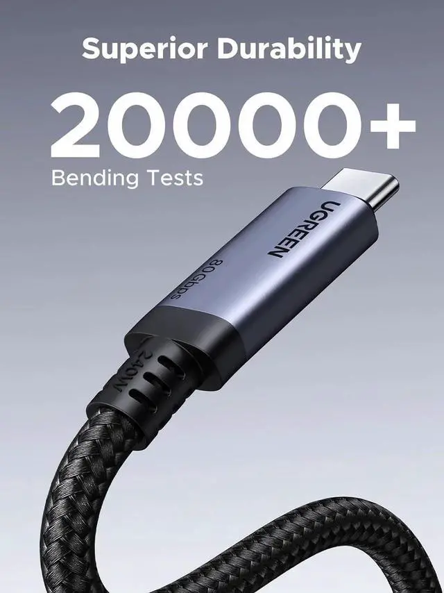 Alt view image 3 of 6 - WRIARICH 3.3FT UGREEN USB-C to USB-C Cable, USB4 Gen4 80Gbps, 240W PD3.1 Fast Charging, Supports 17K, Dual 8K & Triple 4K Display, Compatible with USB-C Monitors, MacBook, iPad, iPhone 17/16/14