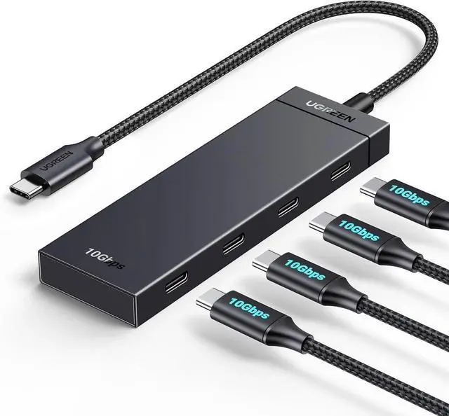 Main image of WRIARICH UGREEN 4-Port USB-C Data Hub, 10Gbps USB 3.2 Gen2 Multiport Adapter, 0.3ft Short Cable, Plug & Play, Data Only, Compatible with MacBook Pro/Air, iPad Pro, iPad mini 6, iPhone 15 Series