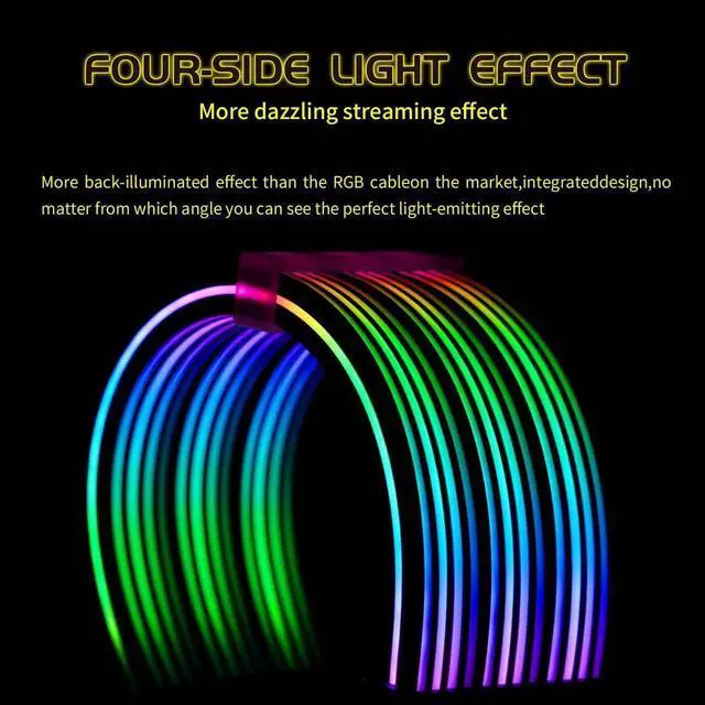 Alt view image 3 of 7 - WRIARICH 24 Pin RGB Cable,RGB PSU Cables Extensions - 5V 3Pin Addressable ARGB Motherboard Power Supply fit Black PC Case Build Black Style