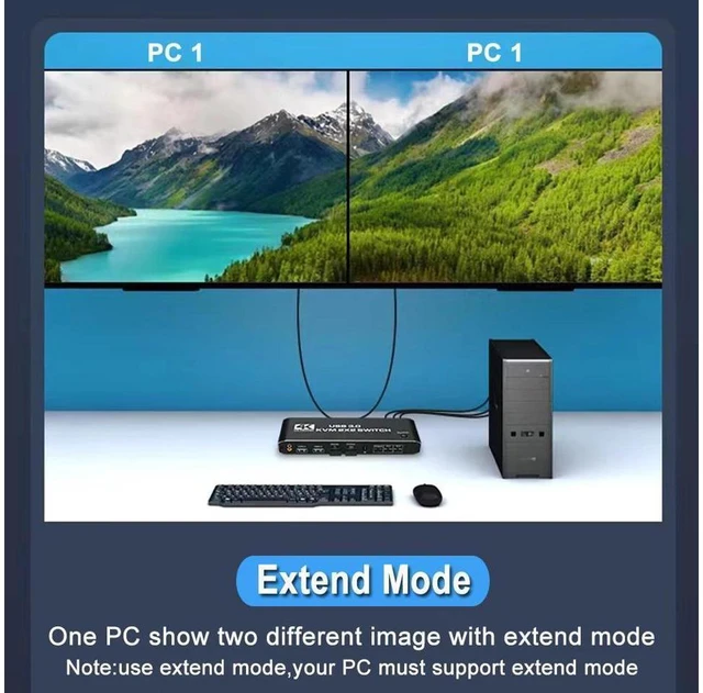Alt view image 4 of 7 - WRIARICH 2 Port Dual Monitor 4K HDMI KVM Switch, 2x2 HDMI USB 3.0 KVM Switch 2 in 2 out 4K @60Hz HDMI 2.0 Switcher for 2 PC Share Monitor Mouse Keyboard (with USB 3.0 port) eokCXOY