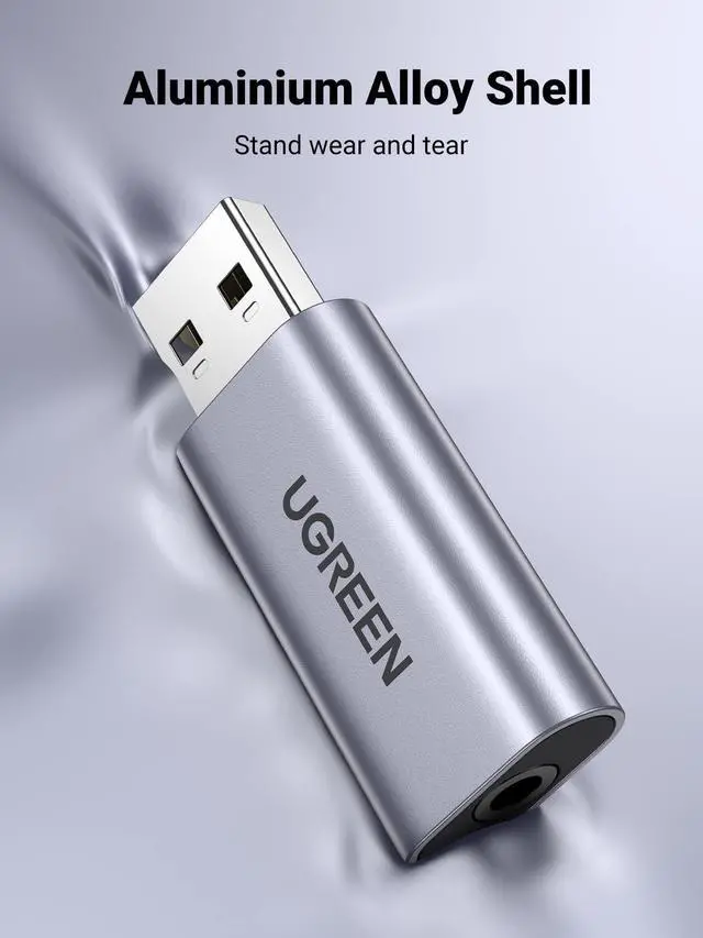 Alt view image 5 of 7 - USB to Audio Jack USB External Sound Card 3.5mm Audio Adapter 2 in 1 USB A to Aux TRRS Headphone Adapter Microphone Stereo Jack Aluminum Compatible with PS5 PC Windows Mac Linux Laptop Desktop