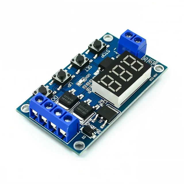 Alt view image 2 of 3 - WRIARICH DC 12V 24V Dual MOS LED Digital Time Delay Relay Trigger Cycle Timer Delay Switch Circuit Board Timing Control Module DIY