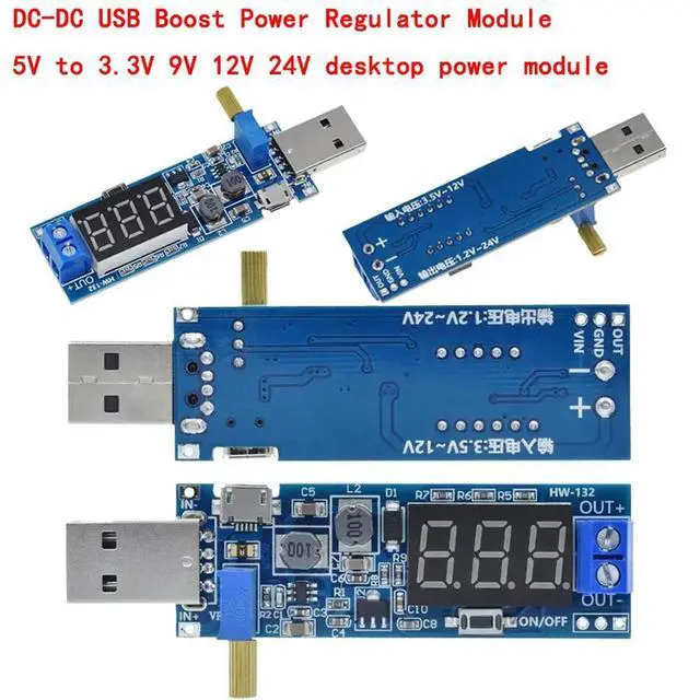 Main image of WRIARICH USB boost power regulator module DC-DC 5V to 3.3V 9V 12V 24V digital desktop power module