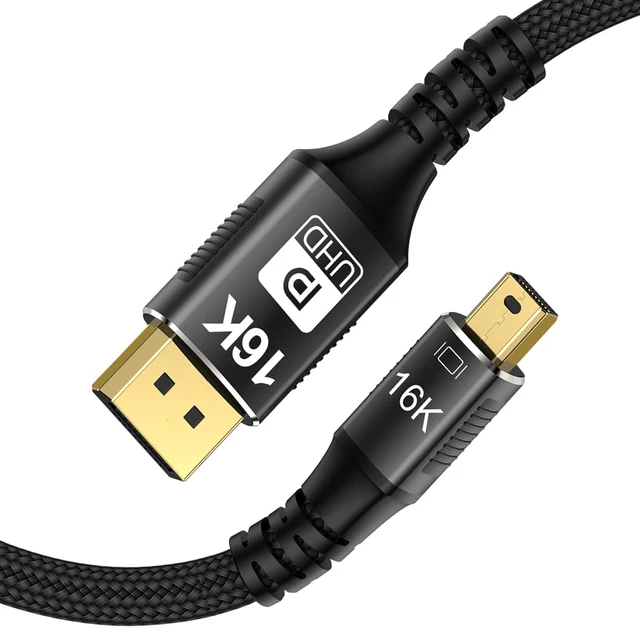 Alt view image 2 of 7 - WRIARICH Mini DisplayPort to DisplayPort 2.1 Cable, DP 2.1,Bi-Directional Transmission DisplayPort,16K@60Hz,8K@120Hz, 4K@240Hz G-Sync FreeSync Thunderbolt 2 for MacBook (Mini DP to DP2.1 16K-6.6FT)