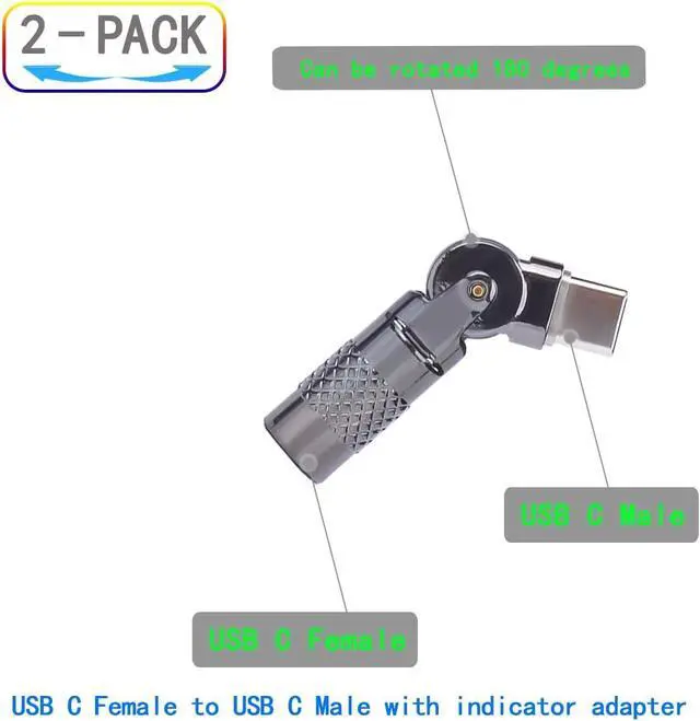 Alt view image 2 of 5 - WRIARICH USB C Female to USB C Male 180 Rotating Fast Charge Adapter 2PCS for Phone 15/15pro/15plus/15 pro max Laptop Tablet