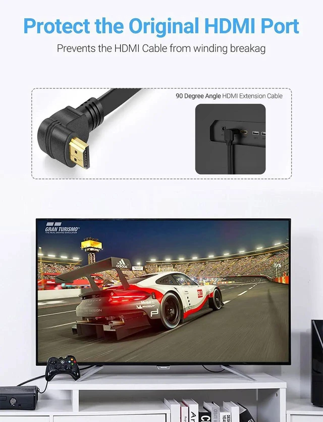 Alt view image 3 of 7 - WRIARICH Flat Slim High Speed HDMI Male to Male Extension Cable 270 Degree Right Angle (1 Feet) Adapter Converter Cable (Pack of 2)