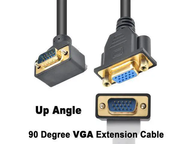 Alt view image 2 of 7 - WRIARICH Vszerda VGA Extension Cable, 90 Degree Up Angle VGA Cable Male to Female Extension Extender Cable 1080P Full HD for PC TV Projector,1.5ft
