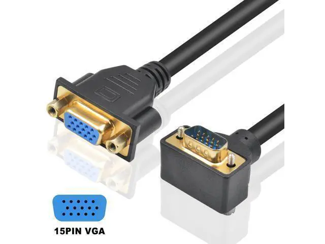 Alt view image 3 of 7 - WRIARICH Vszerda VGA Extension Cable, 90 Degree Up Angle VGA Cable Male to Female Extension Extender Cable 1080P Full HD for PC TV Projector,1.5ft