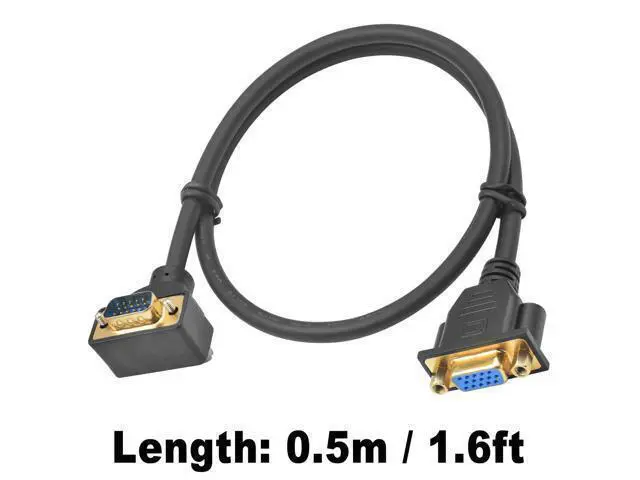 Alt view image 7 of 7 - WRIARICH Vszerda VGA Extension Cable, 90 Degree Up Angle VGA Cable Male to Female Extension Extender Cable 1080P Full HD for PC TV Projector,1.5ft