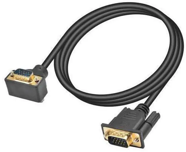 Main image of WRIARICH Vszerda VGA Cable Male to Male 5ft, 90 Degree VGA Cable Up Angle 15 Pin Male to Male Monitor Cable Support 1080P for Computer PC Laptops TV Projectors