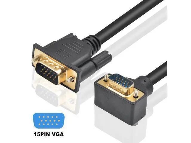 Alt view image 3 of 7 - WRIARICH Vszerda VGA Cable Male to Male 5ft, 90 Degree VGA Cable Up Angle 15 Pin Male to Male Monitor Cable Support 1080P for Computer PC Laptops TV Projectors