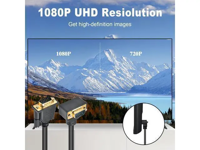 Alt view image 4 of 7 - WRIARICH Vszerda VGA Cable Male to Male 5ft, 90 Degree VGA Cable Up Angle 15 Pin Male to Male Monitor Cable Support 1080P for Computer PC Laptops TV Projectors