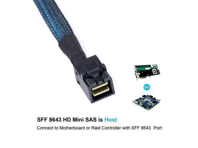 Alt view image 2 of 7 - WRIARICH Vszerda 2Pack Mini SAS to SATA Cable: 0.5M SFF-8643 to SATA Forward Breakout Mini SAS HD SFF 8643 Controller to Hard Drive Cable (1.6FT)