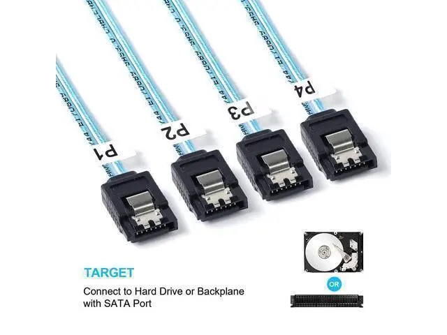 Alt view image 3 of 7 - WRIARICH Vszerda 2Pack Mini SAS to SATA Cable: 0.5M SFF-8643 to SATA Forward Breakout Mini SAS HD SFF 8643 Controller to Hard Drive Cable (1.6FT)
