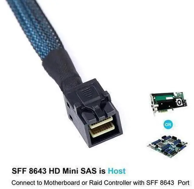 Alt view image 7 of 7 - WRIARICH Vszerda 2Pack Mini SAS to SATA Cable: 0.5M SFF-8643 to SATA Forward Breakout Mini SAS HD SFF 8643 Controller to Hard Drive Cable (1.6FT)