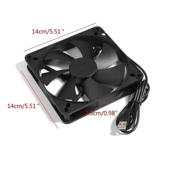 Alt view image 6 of 6 - WRIARICH 5V USB Connector 1800RPM PC Fan Cooler Heatsink Exhaust CPU Cooling Fan Replacement 140x140mm 14CM