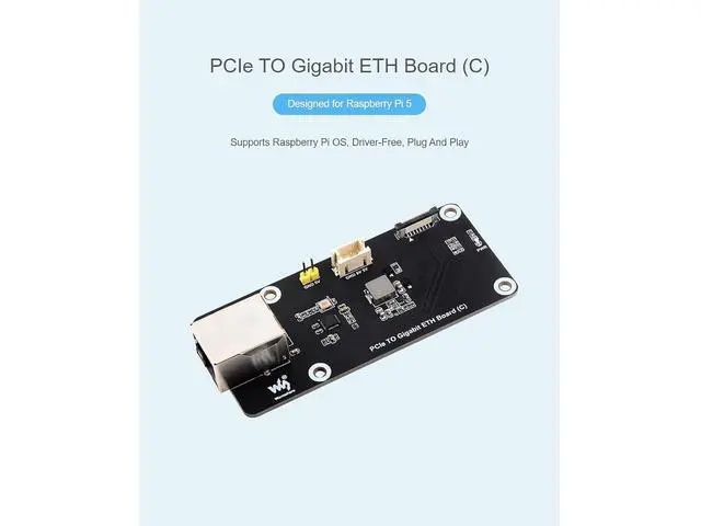 Alt view image 2 of 7 - WRIARICH PCIe to Gigabit ETH Board (C) for Raspberry Pi 5,10/100/1000Mbps Network Standard,Pice x1 GEN2 Interface,RJ45 Gigabit Ethernet Port
