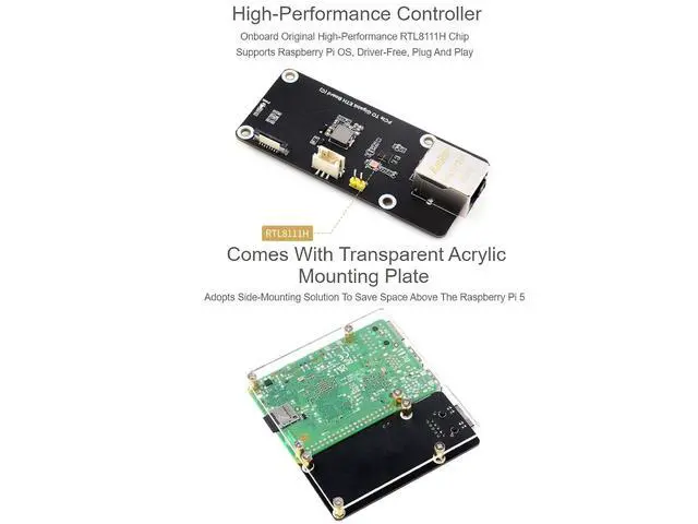 Alt view image 4 of 7 - WRIARICH PCIe to Gigabit ETH Board (C) for Raspberry Pi 5,10/100/1000Mbps Network Standard,Pice x1 GEN2 Interface,RJ45 Gigabit Ethernet Port