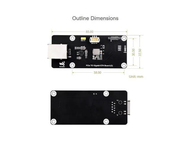 Alt view image 6 of 7 - WRIARICH PCIe to Gigabit ETH Board (C) for Raspberry Pi 5,10/100/1000Mbps Network Standard,Pice x1 GEN2 Interface,RJ45 Gigabit Ethernet Port