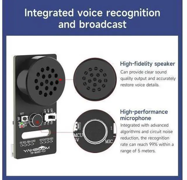 Alt view image 2 of 7 - WRIARICH AI Voice Recognition Module Voice Broadcast Integrated Custom Wake-up Word Programmable Sound Sensor Support Jetson/Raspberry Pi/ESP32/STM32