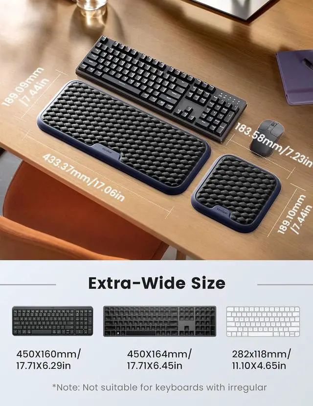 Alt view image 3 of 7 - WRIARICH Extra Large Wide Wrist Rest Set for Keyboard and Mouse, Computer Ergonomic Wrist Support, Armrest Elbow Pad Mouse Rest, Typing Pain Relief Soft Memory Foam Desk Cushion for Office Work Gaming