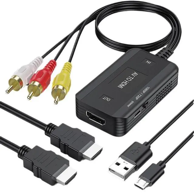 Alt view image 5 of 7 - WRIARICH AV to HDMI Converter 1080P RCA Composite to HDMI Adapter for TV/Monitor/Projector, Supports PS2/PS3/DVD/VHS/Game Console/Set-Top Box, with USB Power Cable + 1m HDMI Cable
