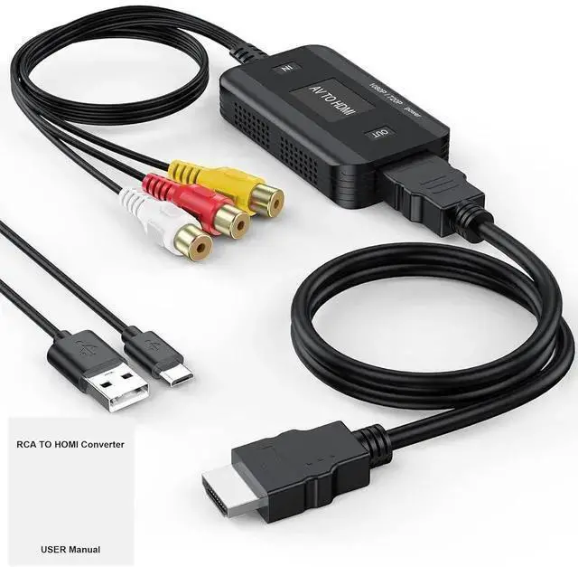 Alt view image 6 of 7 - WRIARICH AV to HDMI Converter 1080P RCA Composite to HDMI Adapter for TV/Monitor/Projector, Supports PS2/PS3/DVD/VHS/Game Console/Set-Top Box, with USB Power Cable + 1m HDMI Cable