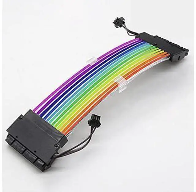 Main image of WRIARICH 24Pin ATX Motherboard RGB Extension Power Supply Cable for PC Case DIY Computer Cord Custom Build Gaming Case Modding