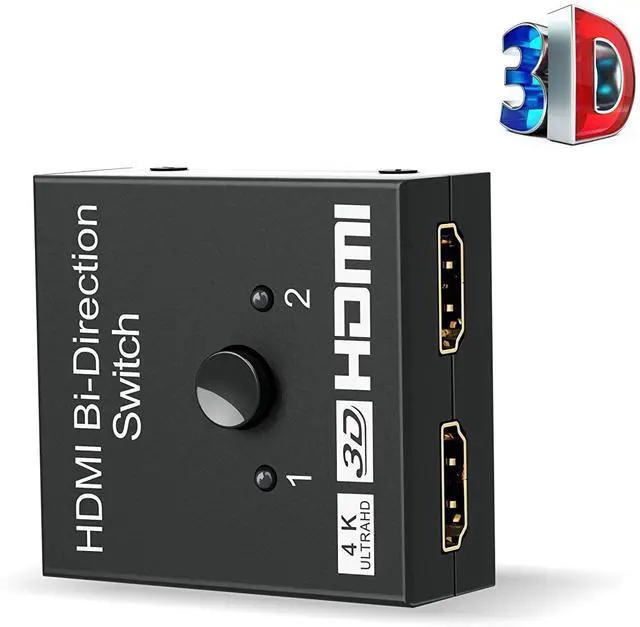 Alt view image 3 of 7 - HDMI Switch 4K HDMI Splitter-Aluminum Bi-Directional HDMI Switcher 2 Input 1 Output, HDMI Switch Splitter 2 x 1/1 x 2. No External Power Required, Support 4K 3D HD 1080P for Xbox PS4 Roku HDTV etc