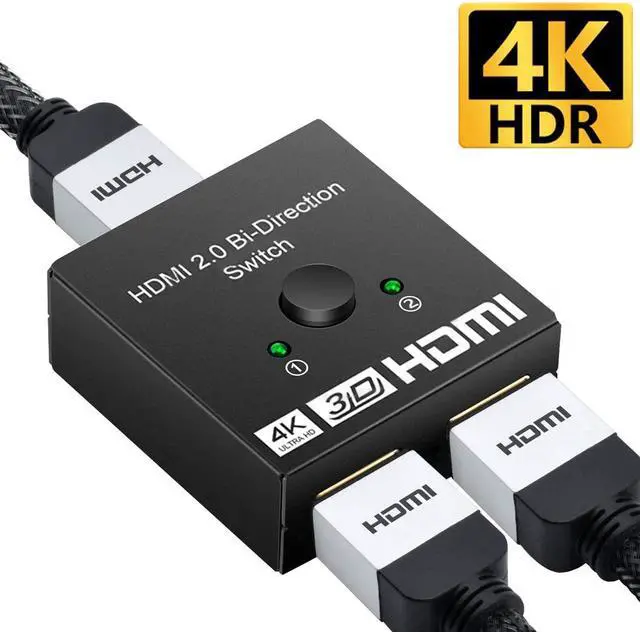 Main image of HDMI Switch 4K HDMI Splitter-Aluminum Bi-Directional HDMI Switcher 2 Input 1 Output, HDMI Switch Splitter 2 x 1/1 x 2. No External Power Required, Support 4K 3D HD 1080P for Xbox PS4 Roku HDTV etc