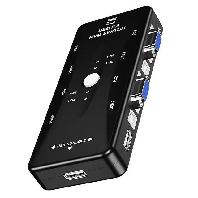 Alt view image 2 of 7 - WRIARICH KVM Switcher Four in One out Mouse Keyboard Switch Splitter 4 Port USB Audio Video Switcher VGA Printer Share Switch