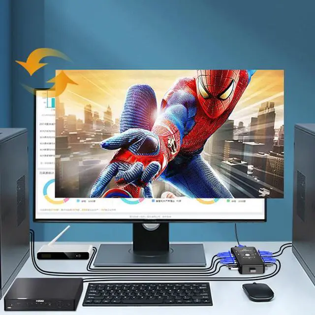 Alt view image 6 of 7 - WRIARICH KVM Switcher Four in One out Mouse Keyboard Switch Splitter 4 Port USB Audio Video Switcher VGA Printer Share Switch