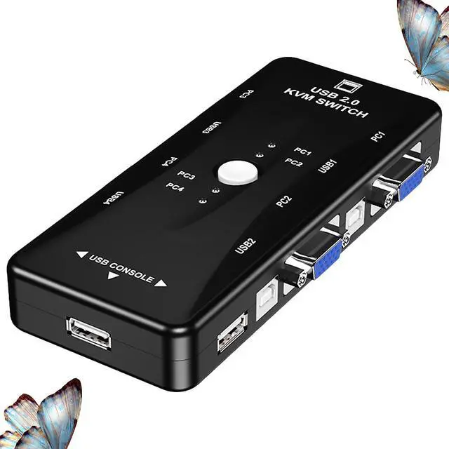 Alt view image 7 of 7 - WRIARICH KVM Switcher Four in One out Mouse Keyboard Switch Splitter 4 Port USB Audio Video Switcher VGA Printer Share Switch