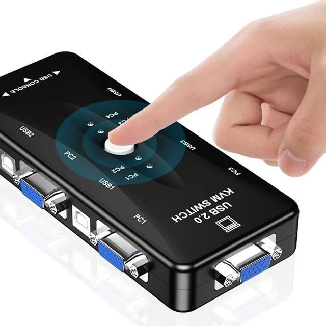 Alt view image 3 of 7 - WRIARICH KVM Switcher Four in One out Mouse Keyboard Switch Splitter 4 Port USB Audio Video Switcher VGA Printer Share Switch